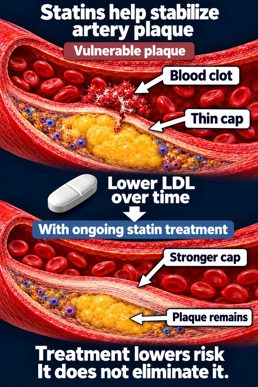 Vulnerable plaque compared with more stable plaque during ongoing statin treatment