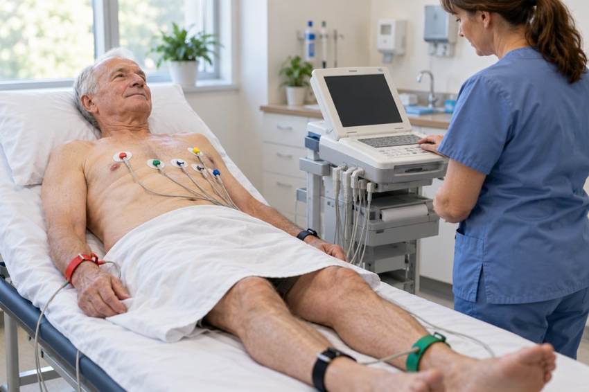Patient receiving an EKG.