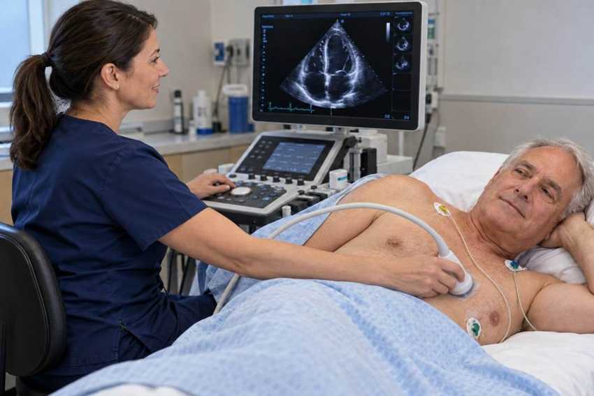 Patient having an echocardiogram.