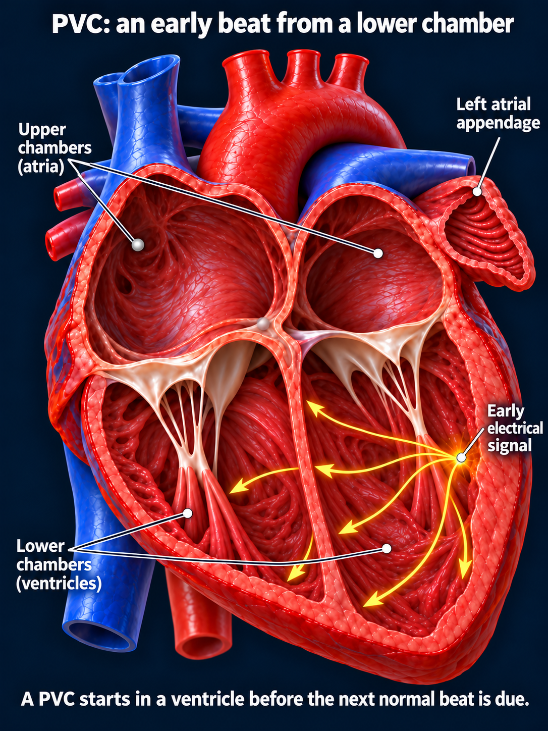Premature electrical activation originating in a ventricle